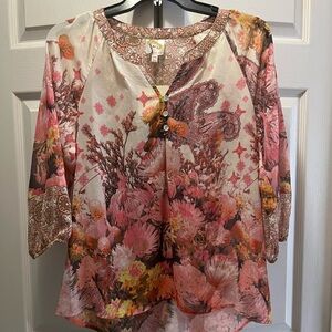 Anthropologie Fig & Flower floral blouse